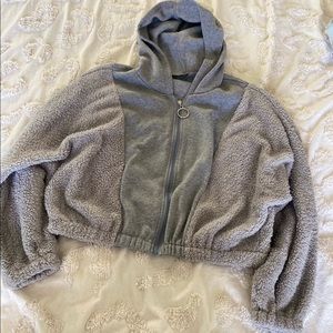 cropped gray hoodie no pocket from shein